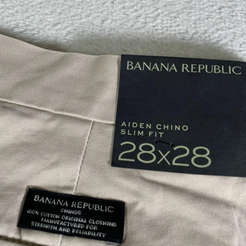 Banana Republic Pants Men 30x28(Tag 28x28) Beige Aiden Chino Slim Fit Cotton NEW
